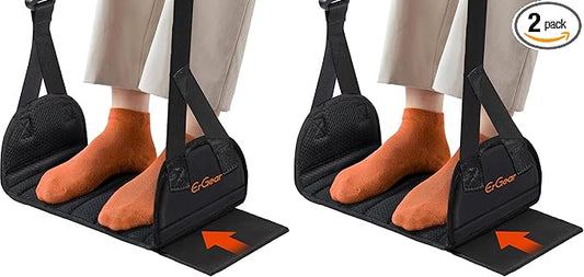 ErGear Airplane Foot Hammock with Wide Hardboard Support, Foot Hammock for Plane Travel with Extended Adjustment Strap, Portable Airplane Foot Rest Travel Essentials for Long Flight (Pack of 2)