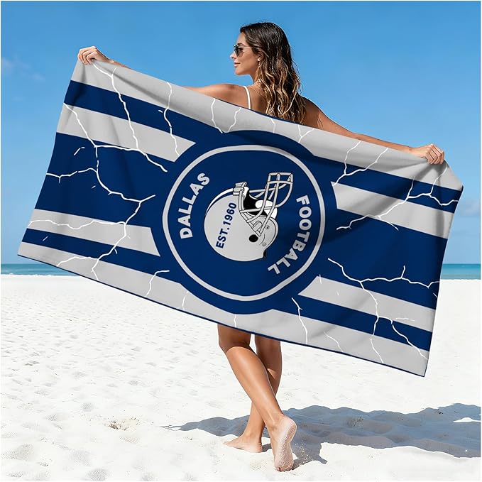 Football Fan Thin Lightweight Microfiber Beach Towel Dallas Themed Oversized Towels Men Women Apparel Cowboys Team Boyfriend Bf Father Friend Christmas Xmas Father Day Cool Fun Nice Gift