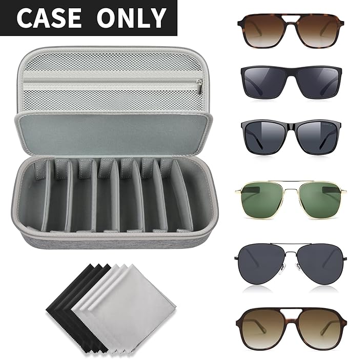 Travel Sunglass Organizer Case for 8 Pairs Polarized Sunglasses, Storage Box for Multi-style Dressers (Bag Only)