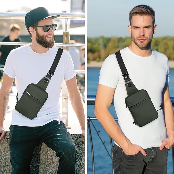 BROADREAM Mini Sling Bag for Men Women Small Crossbody Backpack Shoulder Bags with RFID & Waterproof for Hiking Trave Running