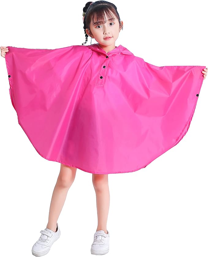 Spmor Kids Rain Poncho Hooded Jacket Rain Coat