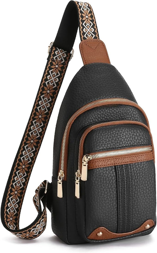 GAEKEAO Sling Bag for Women Crossbody Bags Fanny Pack Vegan Leather Chest Bag Travel Shoulder Belt Purse Backpack Gifts