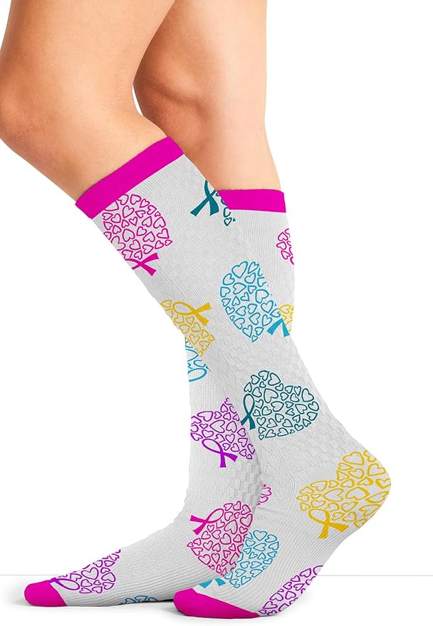 Cherokee Women's 10-15mmHg Compression Socks – Fun Print Knee Highs with Light Support, Soft Feel - PRINTSUPPORT