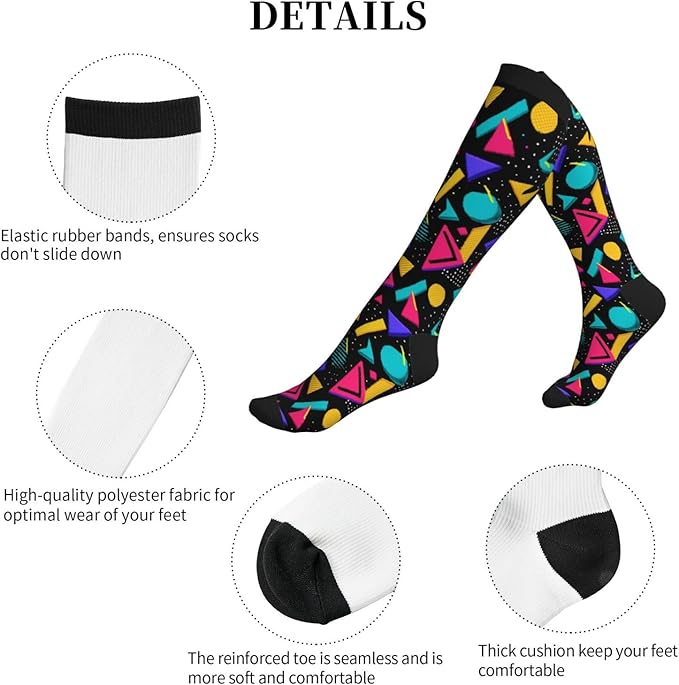 Compression Socks Knee High Circulation Support Socks For Women Men Athletic Running Work Hiking Cycling Travel
