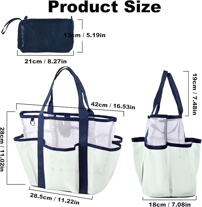 Mesh Beach Bag,Large Beach Bags for Women with 8 Pockets,Packable Tote Bag for Beach Cruise Pool Vacation Essentials