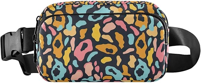 Color Leopard Fanny Pack for Women Men Water Resistant Fashion Waist Packs with Adjustable Strap Belt Bag for Travel Workout Jogging Hiking 21220403