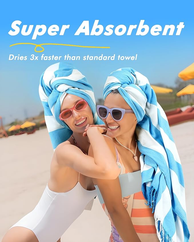 Oversized Cotton Turkish Beach Towels 74"x38" Thin Quick Dry Sand Free Pool Swim Bathing Towel Extra Large Blanket Adult Travel Essentials Accessories Must Haves Summer Vacation Orange-red Striped