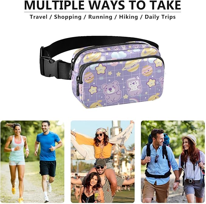 Kawaii Bear Milk Universe Fanny Pack for Women Men Water Resistant Fashion Waist Packs with Adjustable Strap Belt Bag for Travel Workout Jogging Hiking 21219114