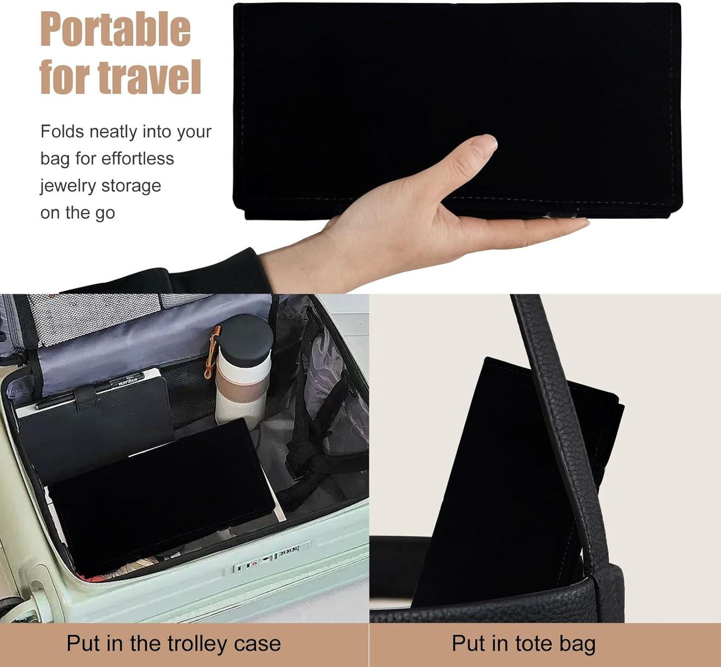 Travel Jewelry Roll Bag Portable Organizer Pouch With Grids&PVC Cover Storage Bags for Necklace, Bracelet, Bracelet,Ring, Badge, Pendant