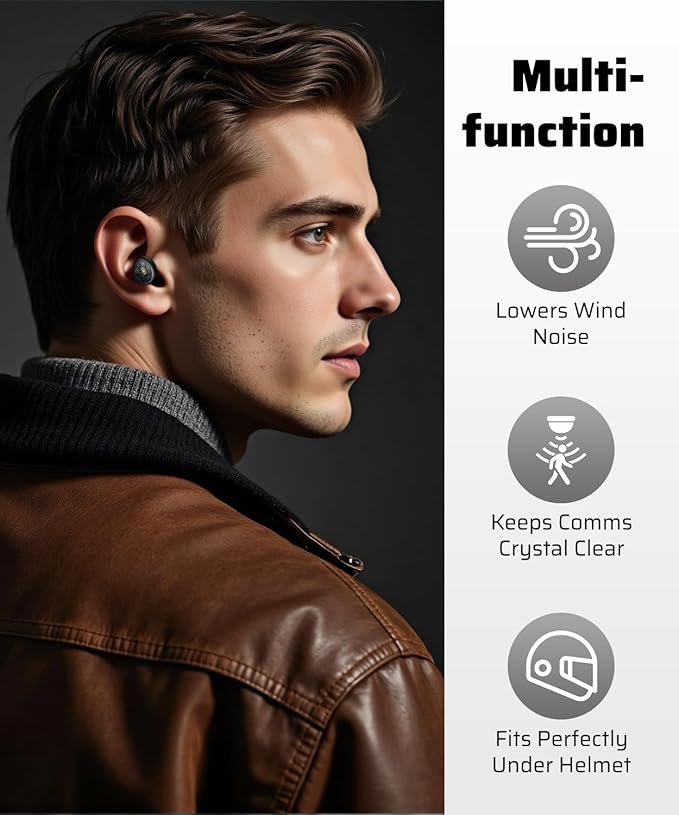 YUMICO Motorcycle Ear Plugs, 50dB Wind Noise Reduction Reusable Silicone Earplugs for Riding, Sleeping, Snoring, Work & Travel, Filtered Noise Cancelling Hearing Protection for Motorcyclists
