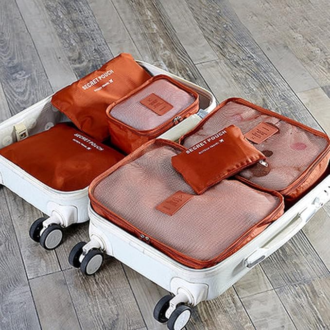 Portable Packing Cubes - Perfect Luggage Organizer Bags, Packing Cubes for Suitcases, Compression Packing Cubes, Travel Bags Organizer for Luggage, Luxurious Travel Cubes, Orange