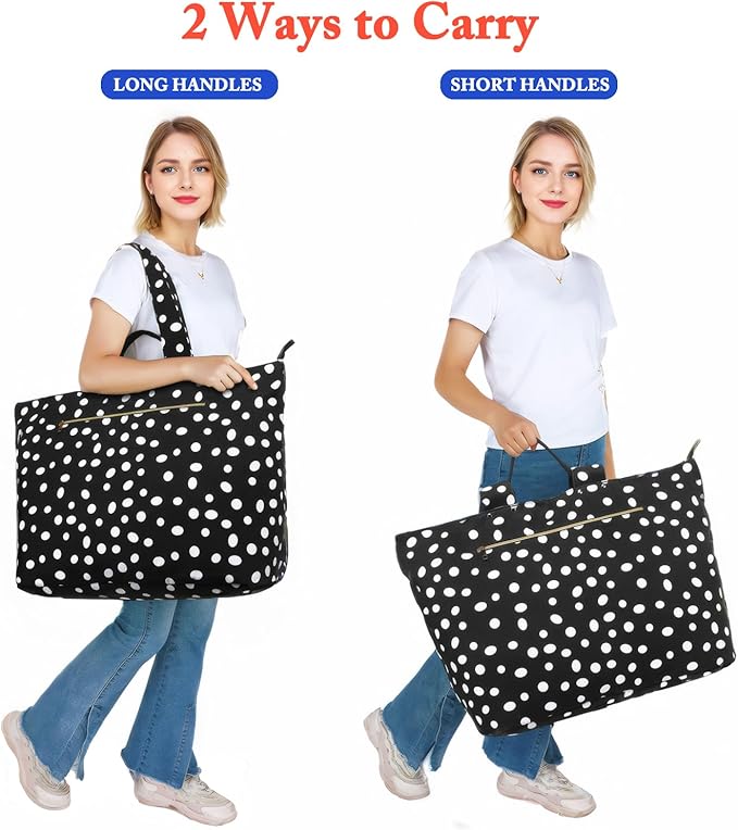 Large Canvas Beach Bag for Women, Beach Bags Waterproof Sandproof with Zipper & Wet Bag Cruise Essentials