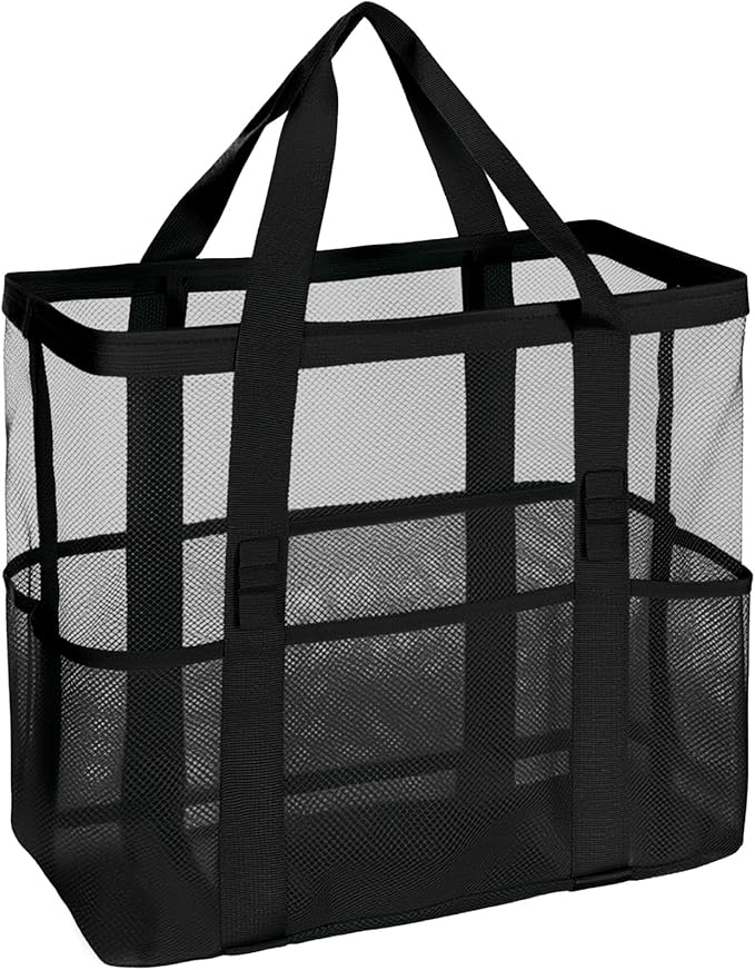 Beach Bag - Mesh Beach Bag Large 8 Pockets, Beach Tote Bag Beach Essentials for Vacation Must Haves