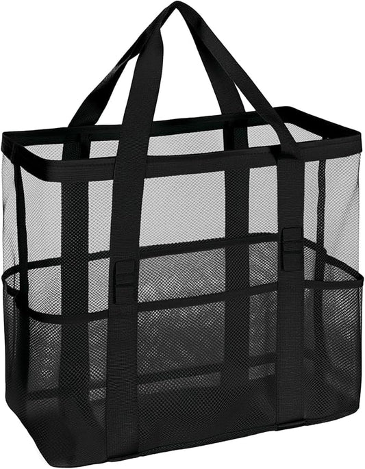 Beach Bag - Mesh Beach Bag Large 8 Pockets, Beach Tote Bag Beach Essentials for Vacation Must Haves