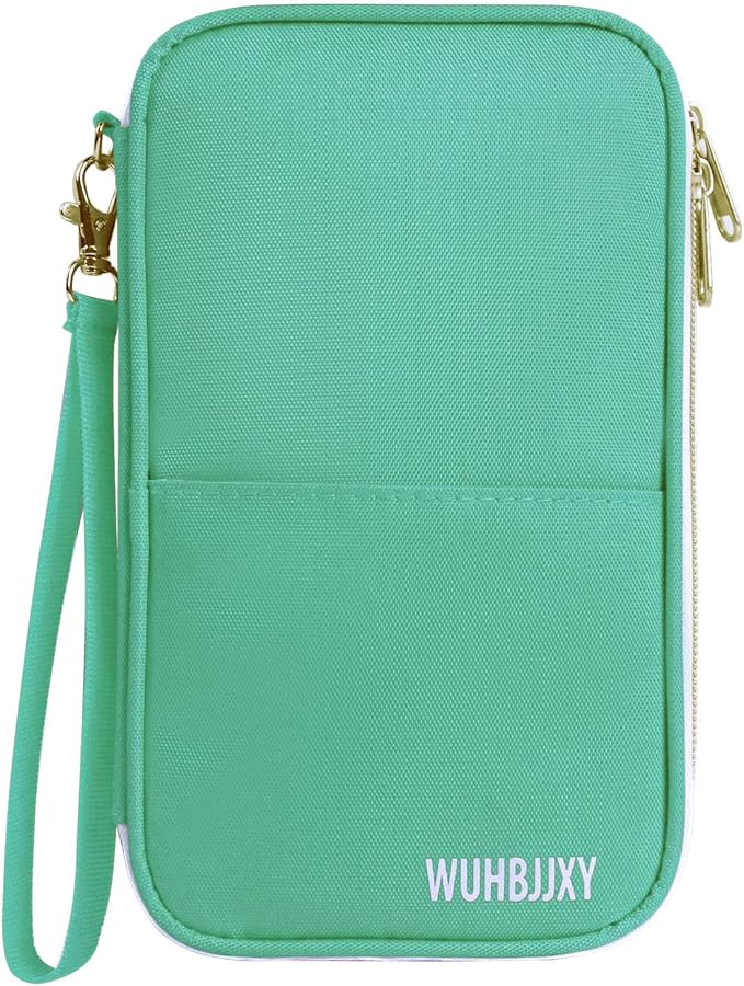 Multifunctional, Practical, RFID Family Passport holder, Travel wallet (green), Travel document manager, Passport Bag, Three-layer Design, Multiple Pockets，Big Storage