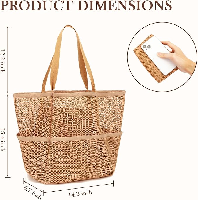 Fammart Mesh Beach Bag for Women, Summer Straw Tote Hobo Pool Bags with Zipper Pocket, Travel Vacation Cruise Essentials 2026