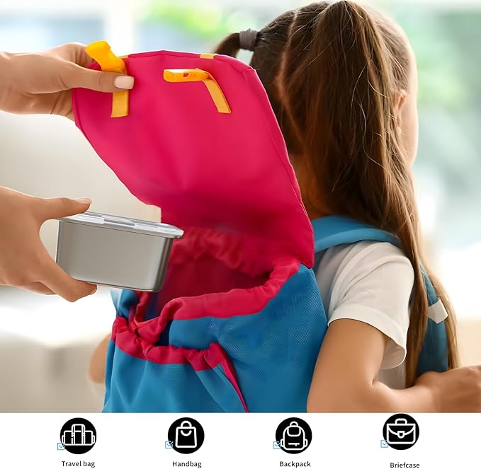 Stainless Steel Snack Box Containers for Kids, 3 Packs 12 oz Leak-Proof Microwave-safe Small Food Storage Container with Lid, Metal Compact Bento Lunch Box Container for School Travel
