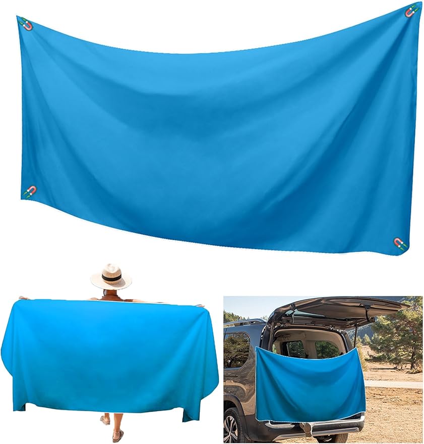 Magnetic Beach Towel Oversized Quick-Dry Microfiber Towel with Magnetic Closure, Super Absorbent & Sand-Resistant for Beach, Pool, Travel, Gym & Camping 75"x30" (Blue)