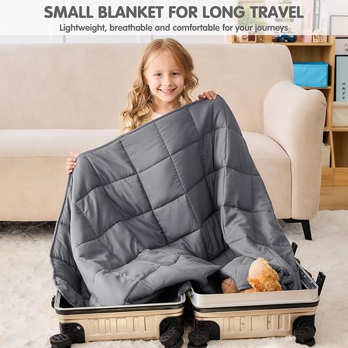 yescool Weighted Blanket 3 Pounds Cooling Weighted Lap Blanket, Grey Small Heavy Blankets, Weighted Throw Blanket Gifts for 20-40lbs, 36"x48"