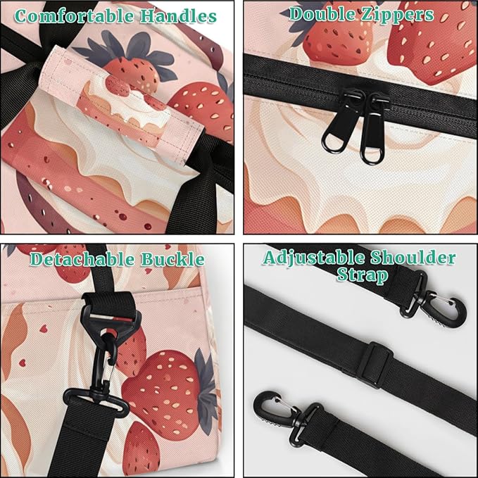 Cream Strawberry Cake Kids-Duffel-Bags Gymnastics Dance Bag Carry-On Overnight Travel Gym Lightweight Dance Sports Bags For Girls Boys Kids，