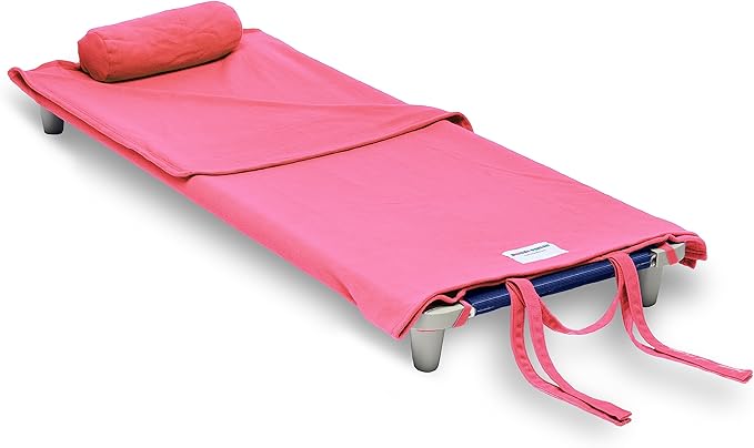 ROLLEE POLLEE Nap Sac Roll Up Napping Blanket with Attached Pillow for Preschool/Daycare, Super Soft with Elastic Straps, Fits Most Mats and Cots