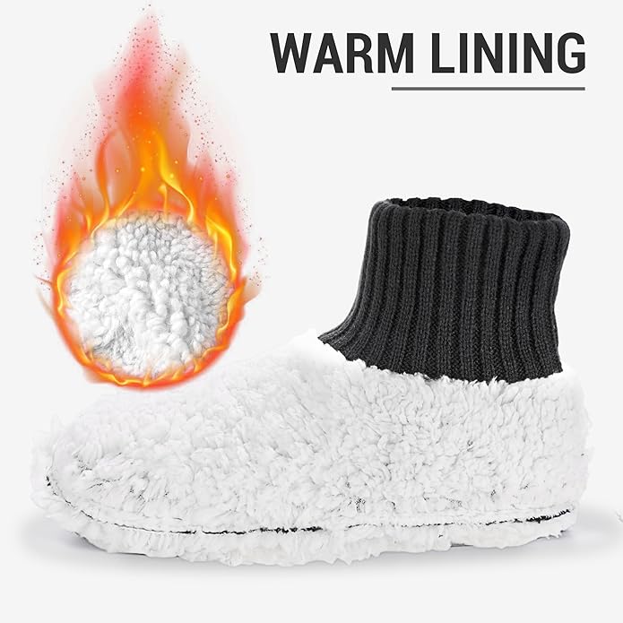 Ultrafun Fuzzy Slipper Socks for Men, Non Slip Warm Plushed Lined Indoor House Socks with Grips Christmas Gifts