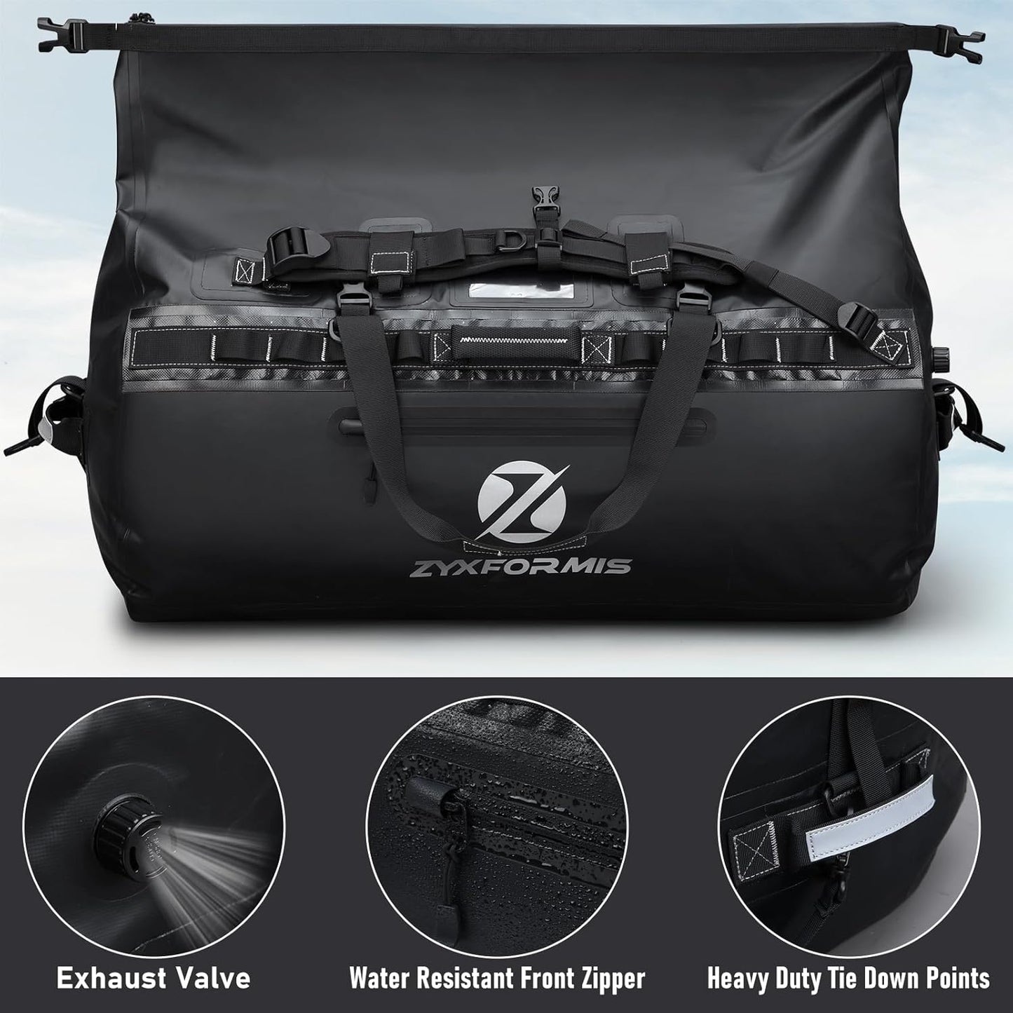 Waterproof Duffel Bag, Large Waterproof Duffel Backpack for Beach Vacation, Marine Dry Bags for Adventures, Heavy Duty Duffle Bag for Kayaking Boating Hiking Camping, 65L/110L/160L Sizes