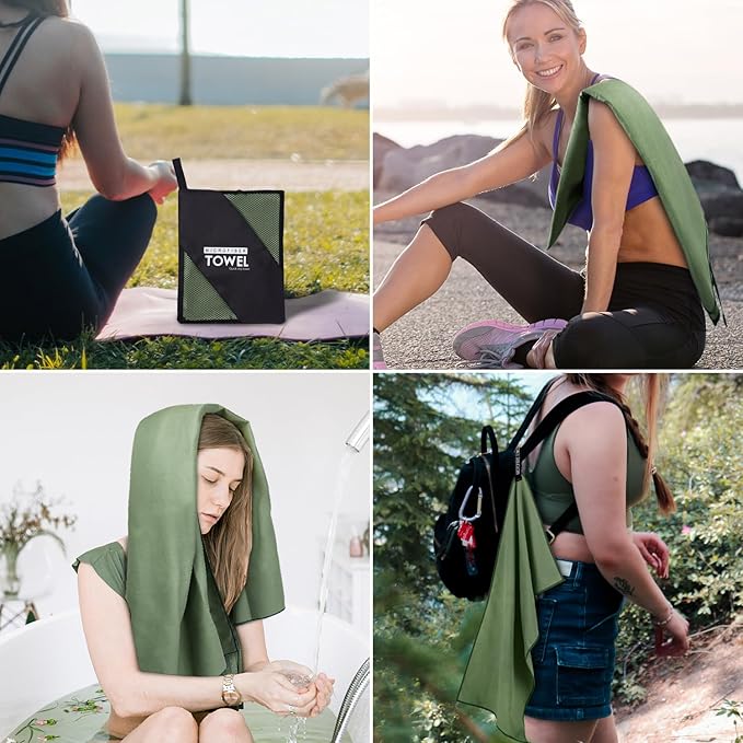 Microfiber Travel Towel, Soft Lightweight Quick Dry Towel, Super Absorbent Compact Travel & Sports & Beach Towels for Camping, Backpack, Gym, Swimming, Yoga, Hiking (XL:30"×60" -Olive Green)