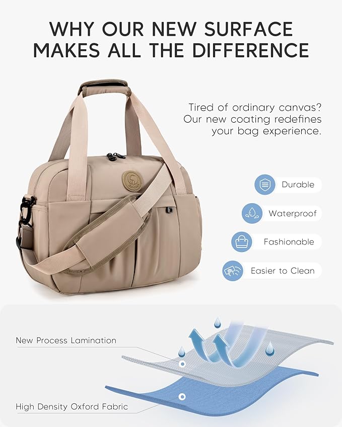 Small Gym Bag with Wet Pocket 40x30x15cm Personal Item Bag Airline Approved Travel Duffle Bag 16x12x6 inch Carry on Duffel Bag,Beige