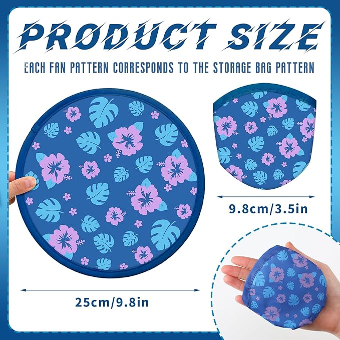 30 Pcs Hawaii Party Favors Hawaiian Foldable Flying Disc Fans with Bags Summer Beach Pool Birthday Party Favors 9.8'' DIY Cooling Fan Colorful Goody Stuffers for End of The Year Gifts from Teacher