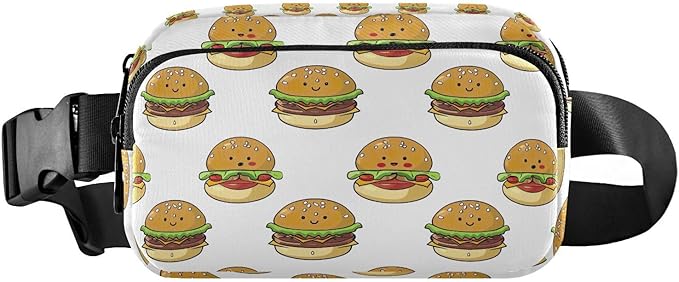 Kawaii Hamburger Fanny Pack for Women Men Water Resistant Fashion Waist Packs with Adjustable Strap Belt Bag for Travel Workout Jogging Hiking 21219478