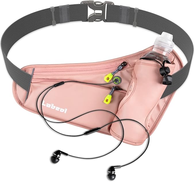 Running Belt, Waterproof Hydration Belt with Water Bottle Holder Hiking Walking Waist Pack Reflective Adjustable Fanny Pack Compatible for Phone Waistband Outdoor