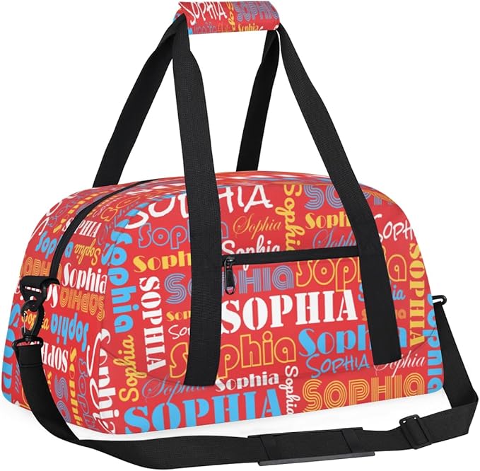 Custom Name Kids Gym Duffle Sport Bag Personalized Gymnastics Ballet Dance Bag for Girls Customized Duffel Travel Bags Teen Overnight Bag, Red