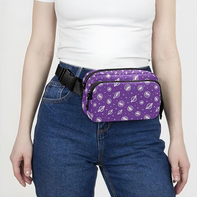 Kawaii Universe Planet Fanny Pack for Women Men Water Resistant Fashion Waist Packs with Adjustable Strap Belt Bag for Travel Workout Jogging Hiking 21219265