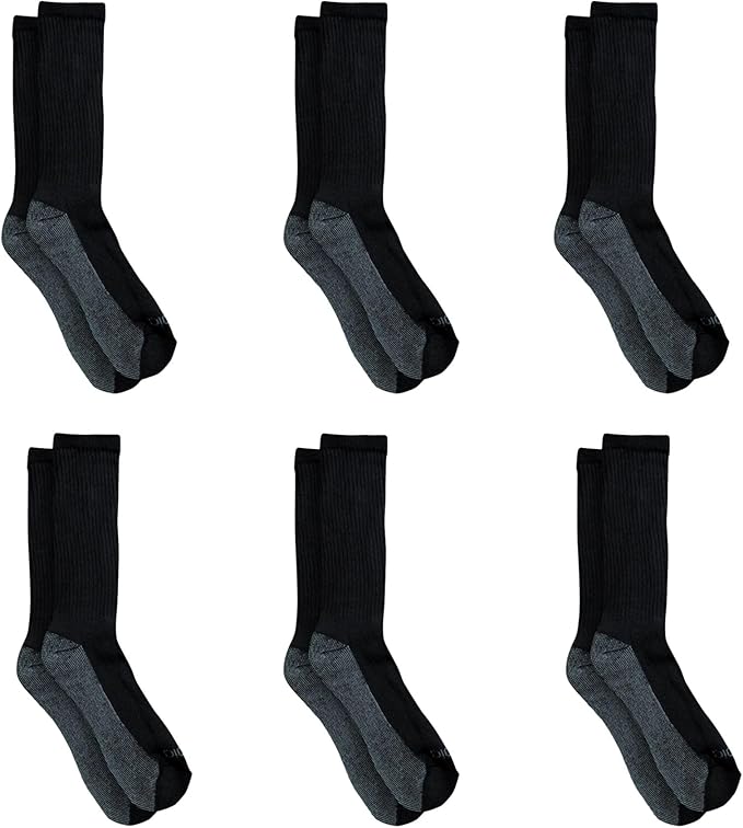 Dickies Men's Dri-Tech Original Moisture Control Crew Socks, Available in M-XXL (6, 12, 18 Pairs)
