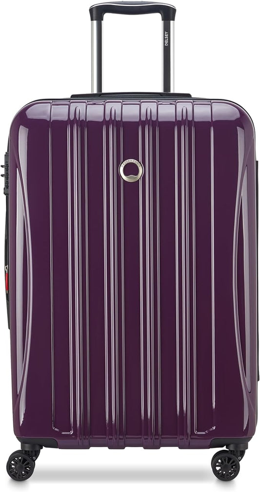 DELSEY PARIS Helium Aero Hardside Expandable Luggage with Spinner Wheels, Plum, Checked-Medium 24 Inch