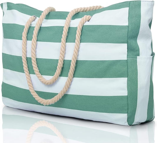 Becokan Beach Bags for Women Large Waterproof Beach Tote Bag Zipper Beach Bags Waterproof Sandproof Swim Pool Bag Large Tote