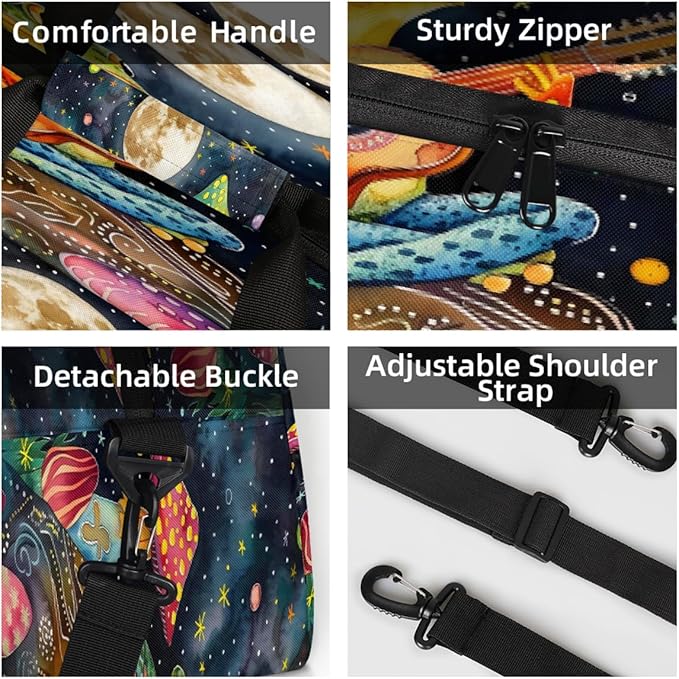 Travel Duffle Bag for travel duffle bag sports Girls Boys Kids Galaxy Frog Mushroom Lightweight Overnight Sleepover Weekender Bags Small Dance Gym Sport Bag Teens Carry-On Size Workout Bag