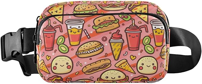 Kawaii Hamburger Fanny Pack for Women Men Water Resistant Fashion Waist Packs with Adjustable Strap Belt Bag for Travel Workout Jogging Hiking 21220310