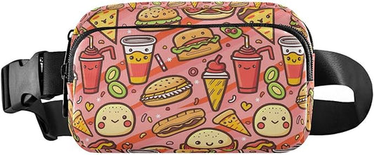 Kawaii Hamburger Fanny Pack for Women Men Water Resistant Fashion Waist Packs with Adjustable Strap Belt Bag for Travel Workout Jogging Hiking 21220310