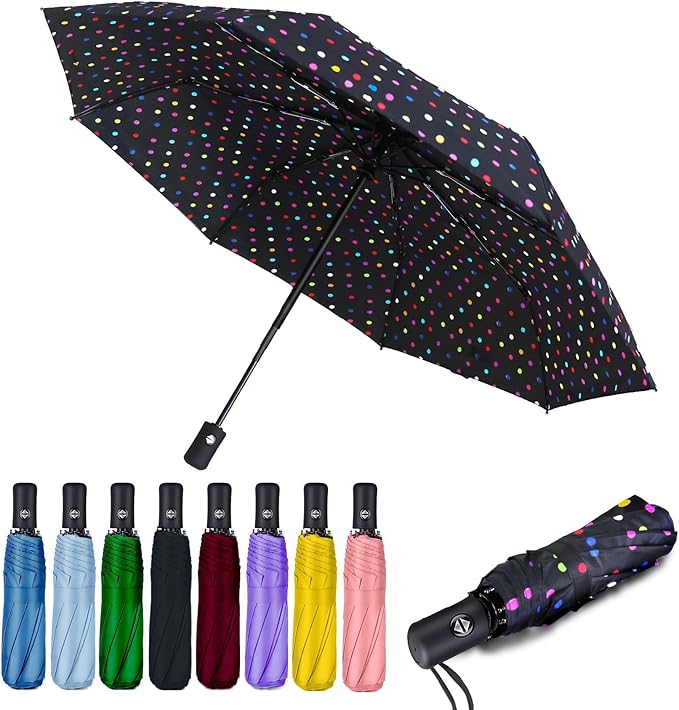 MRTLLOA 42/49 Inch Compact Travel Essentials Umbrella for Rain, Lightweight, Portable, Automatic, Strong, Waterproof Folding Umbrellas for Women, Men and Teenagers