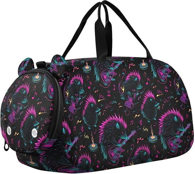 Cool Digital Hedgehog Girl's Gym Duffel Bag with Shoes Compartment Lightweight Personal Item Travel Bag for Travel, Swimming, Dance, Ballet bolsa para hombre
