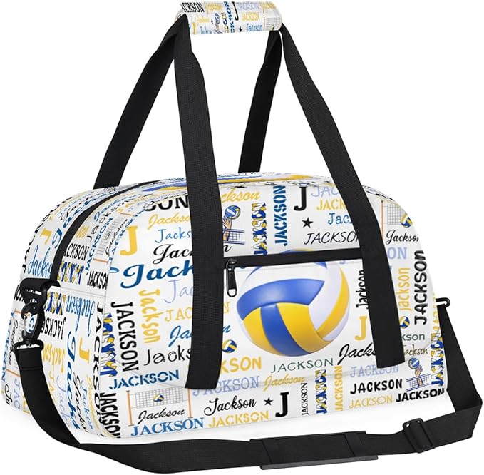 Custom Name Duffel Bag for Boys, Personalized Sports Gym Bag Overnight Travel Weekender Bag Lightweight Carry On Sleepovers Bag for School Practice Gymnastics