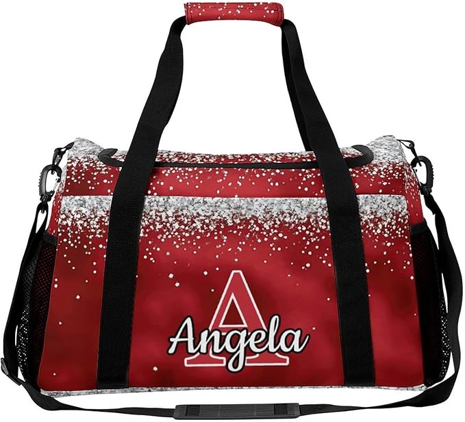 Red Bling Print Personalized Travel Bag with Name for Women Men Custom Duffel Bag Weekender Bags Sports Tote Gym Bags