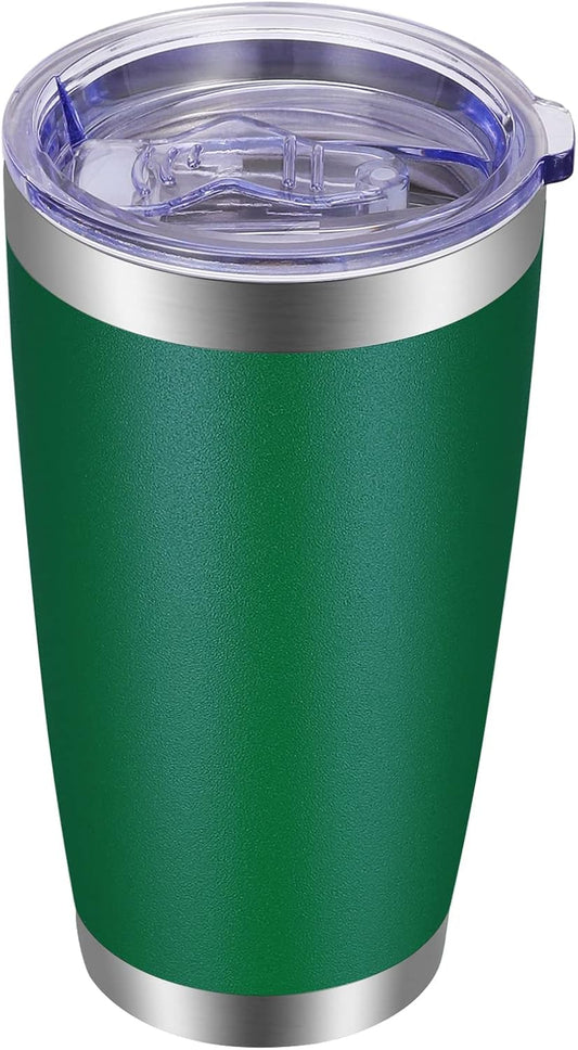 VEGOND 20oz Tumbler with Lid and Straw Stainless Steel Tumbler Cup Vacuum Insulated Double Wall Travel Coffee Mug Powder Coated Coffee Cup(Powder Green 1 Pack)