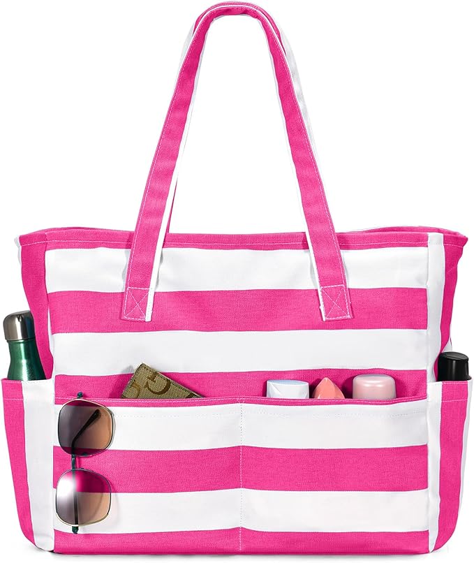 oscaurt Beach Bags for Women Large Waterproof Sandproof Beach Tote Swim Pool Bag with Zipper for Travel Vacation Essentials