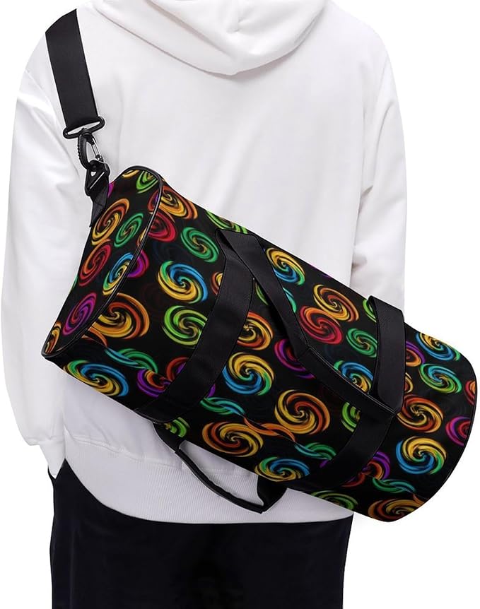 Workout Lightweight Duffel Bags Tie Dye Colorful Rose Black Durable Travel Gym Sports Bag Carry On Weekender Overnight Bag