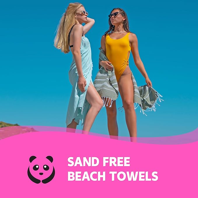 HAVLULAND |Pack of 2| Turkish Beach Towels Oversized 39x71, 100% Turkish Cotton Sand Free Quick Dry Absorbent Towel Travel Blanket for Adults Beach Gift Beach Essentials - Aquamarine