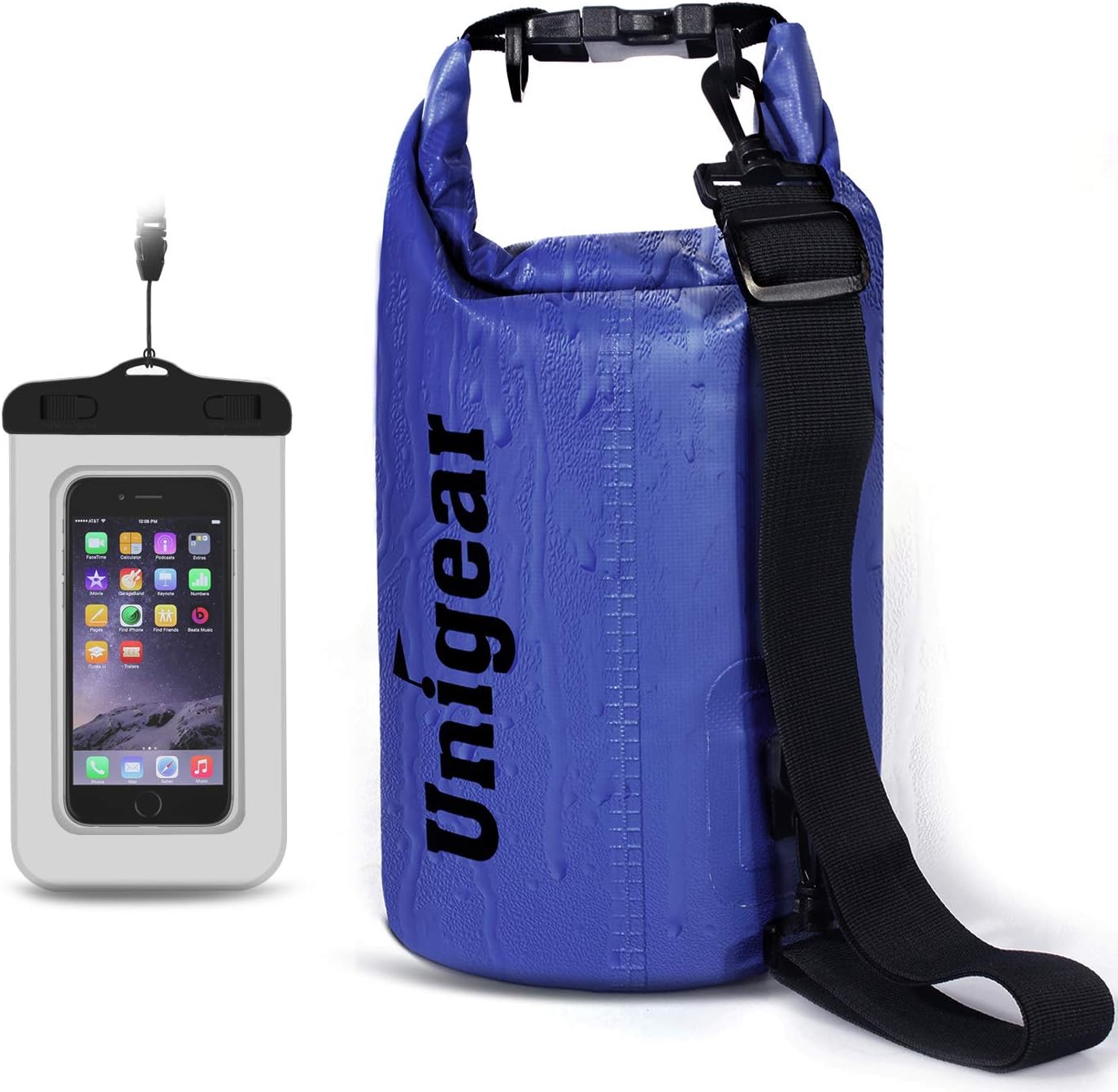 Unigear Dry Bag Waterproof, 2L/5L/10L/20L/30L/40L Floating and Lightweight Bags for Kayaking, Boating, Fishing, Swimming and Camping with Waterproof Phone Case