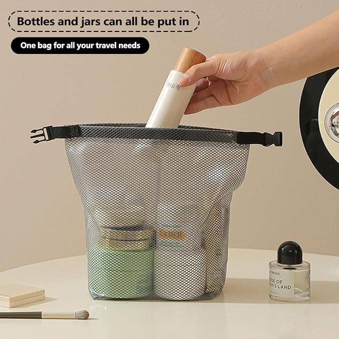 Cosmetic storage bag with dry and wet separation, wash bag, hand-held bag, portable storage bag, simple style,suitable for travel, fitness, swimming, outdoor rafting (Gray, 7.1in*6.3in*9.4in)